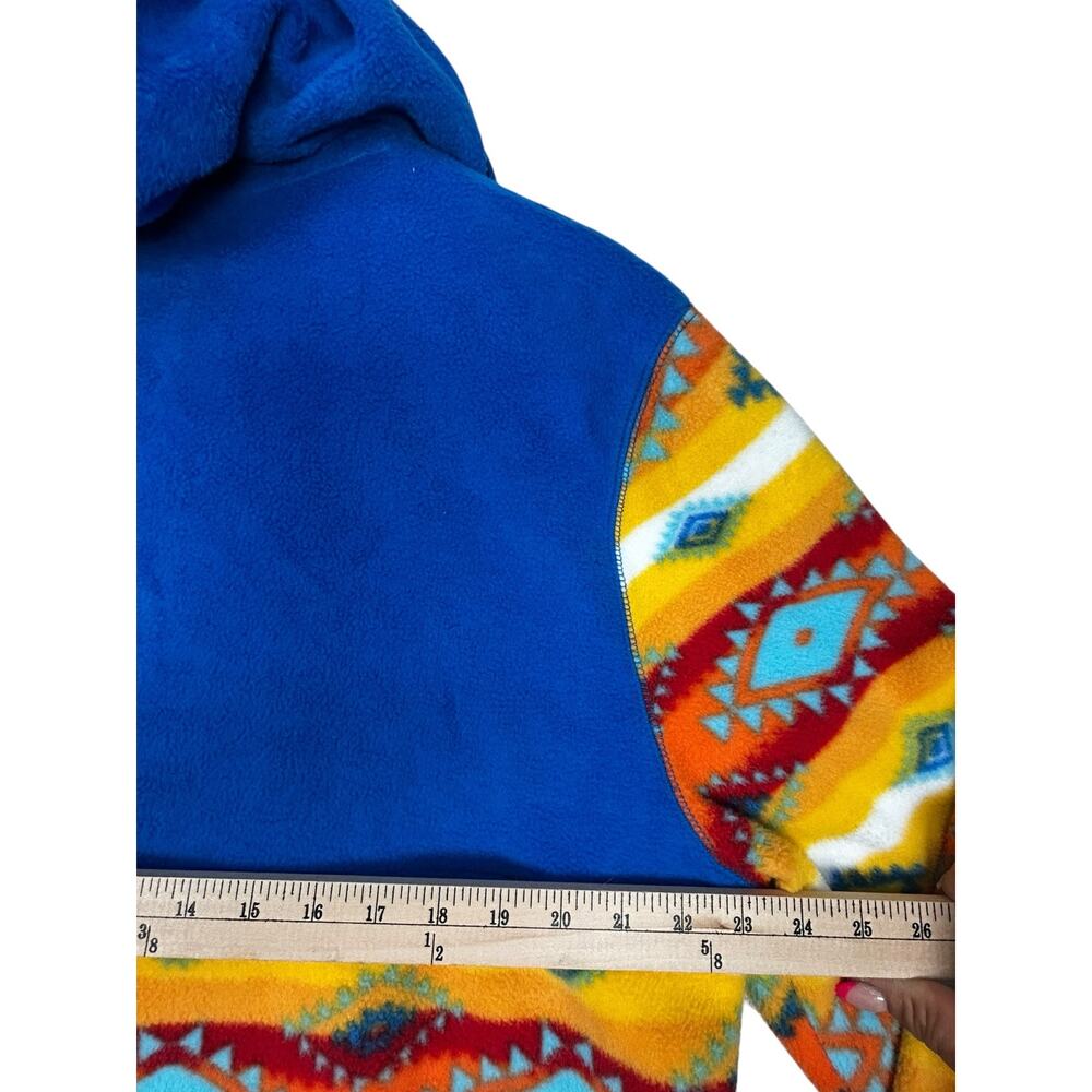 Massive Outdoor XL Aztec Southwestern Fleece Hooded Pullover Blue Multicolor - Picture 10 of 11